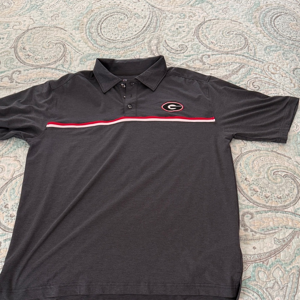 Men's Georgia greyPolo Shirt with Red Accent